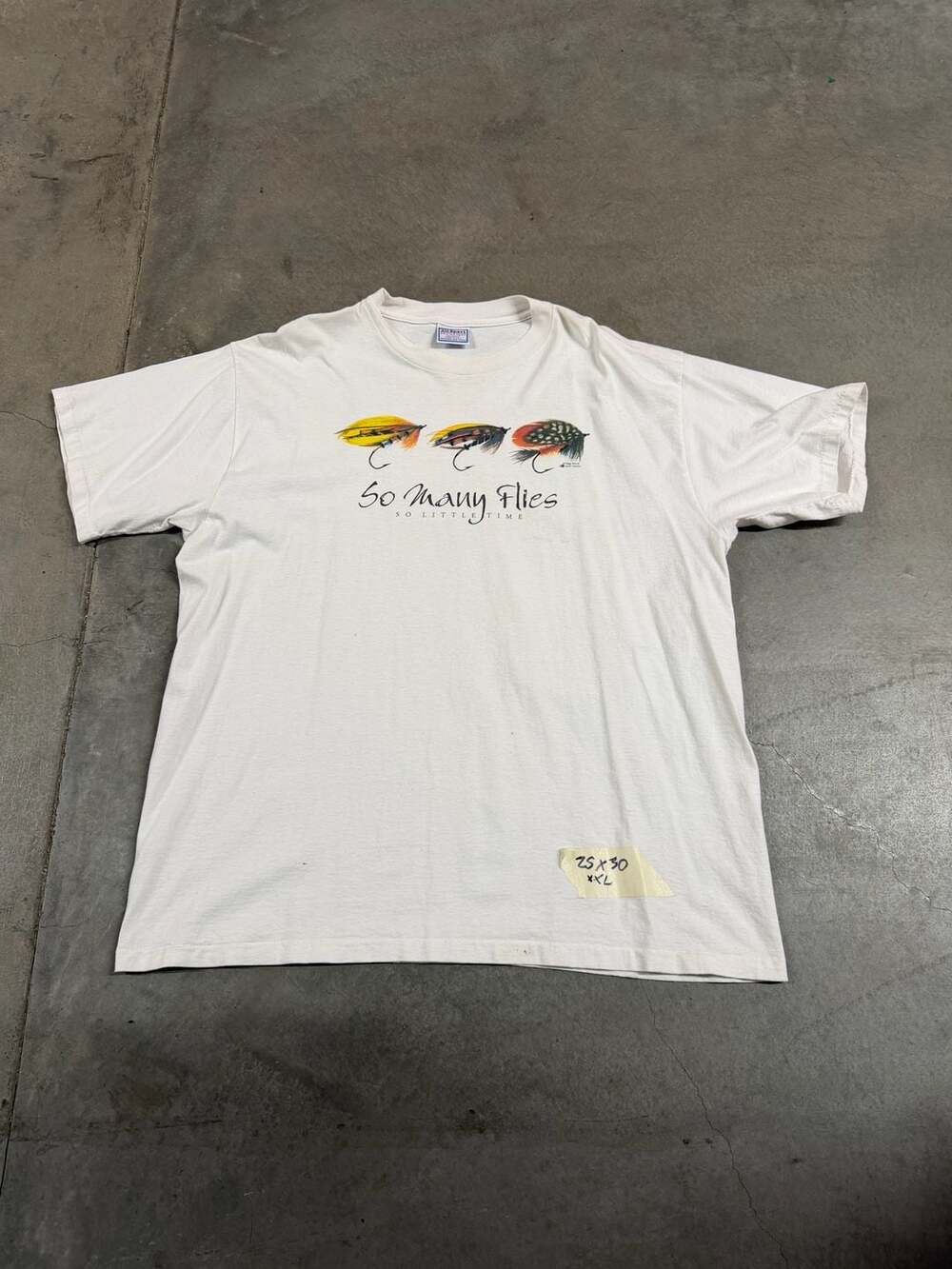 All Sport So Many Flies Fishing Lures T-Shirt Size XXL White
